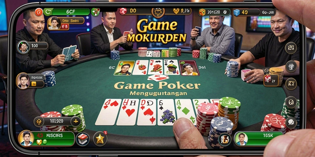 Tampilan gameplay poker di 6CF yang menarik dan dinamis.