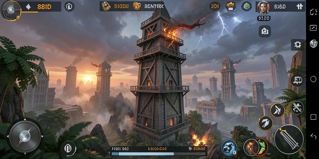 Tampilan dinamis dalam gameplay Tower Defense di 88ID.