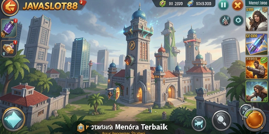 Tangkapan layar dari gameplay menara pertahanan yang menegangkan.
