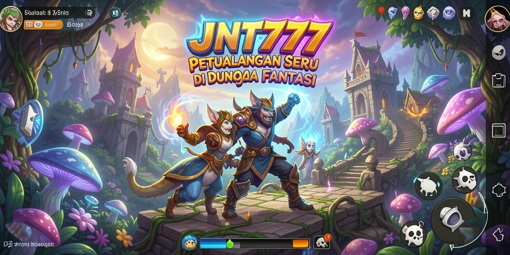 Screenshot dari gameplay seru JNT777 yang menunjukkan eksplorasi dunia fantasi.