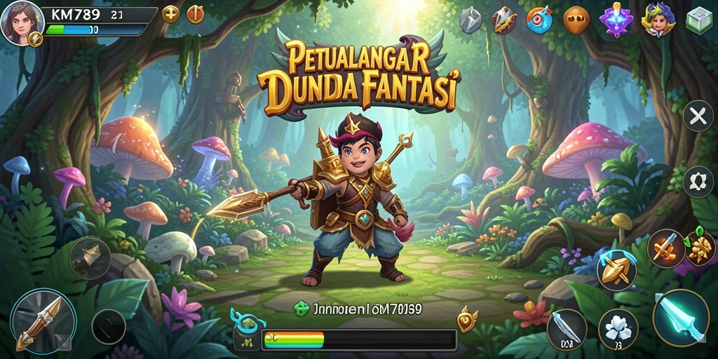 Screenshot utama KM789 menampilkan karakter utama dalam aksi menjelajahi dunia petualangan.