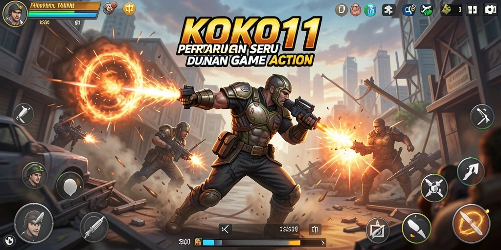 Tangkapan layar KOKO11 menampilkan pertarungan seru antara karakter dalam game action.