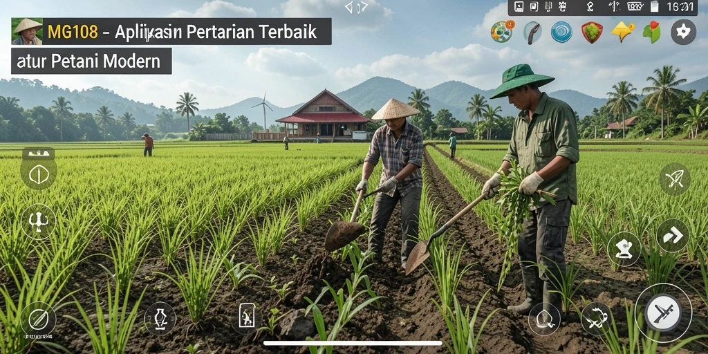 Tampilan gameplay MG108 yang menawan dengan pemandangan ladang.