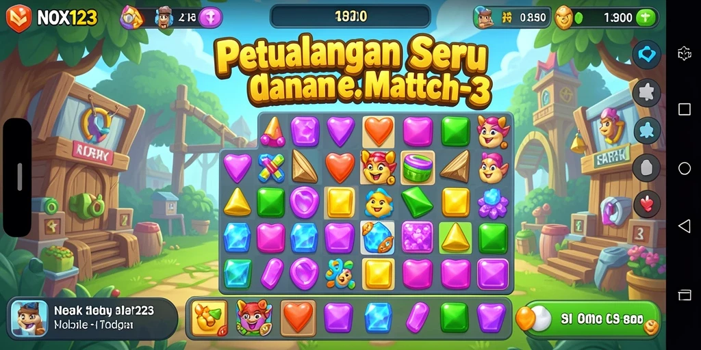 Gameplay Match-3 yang seru dan menantang di NOX123.