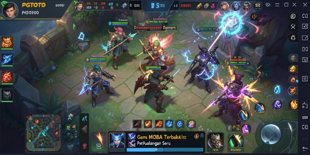 Tampilan gameplay PGTOTO dengan pertarungan tim yang seru.