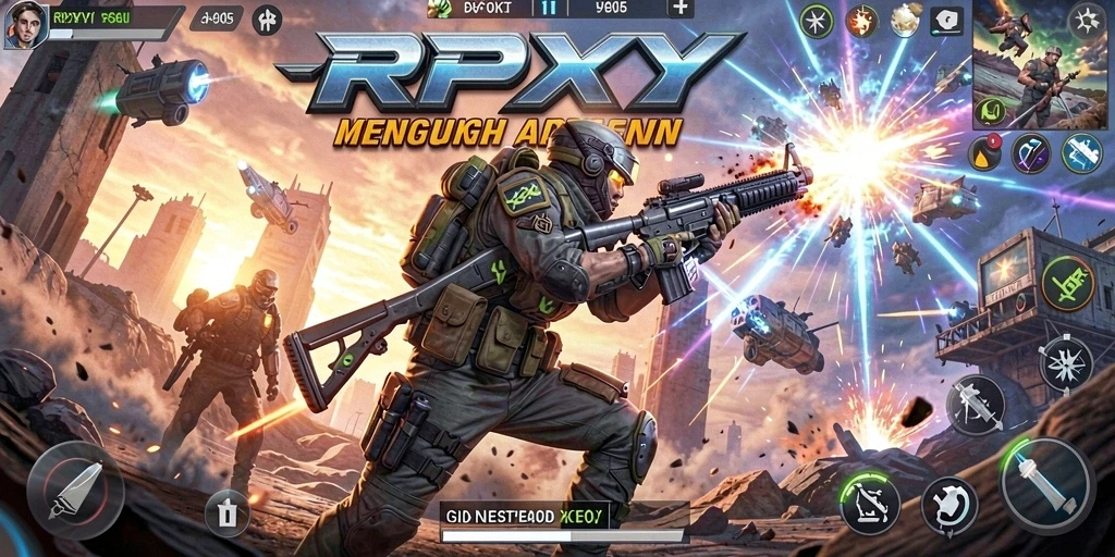 Screenshot utama RPYYY menampilkan aksi intens dengan karakter yang berjuang.