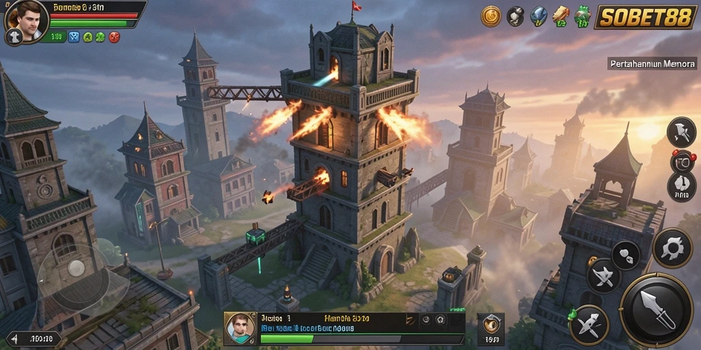 Tampilan gameplay menarik dari SOBET88 dalam Tower Defense.