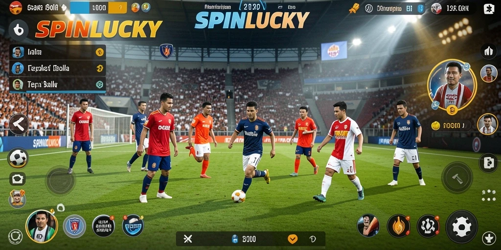 Tampilan gameplay SPINLUCKY yang mendebarkan di lapangan sepak bola.