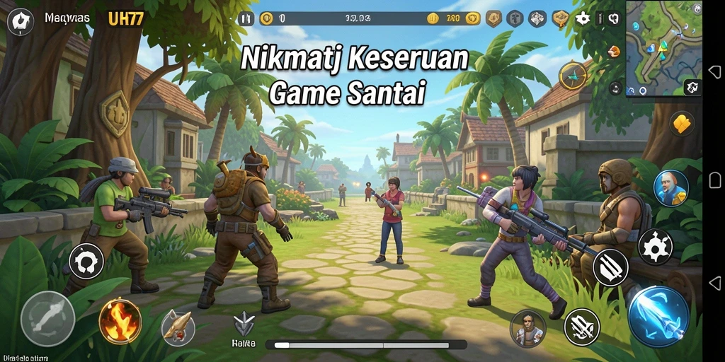 Tampilan gameplay UH77 yang seru dan menarik dengan grafis yang cerah.
